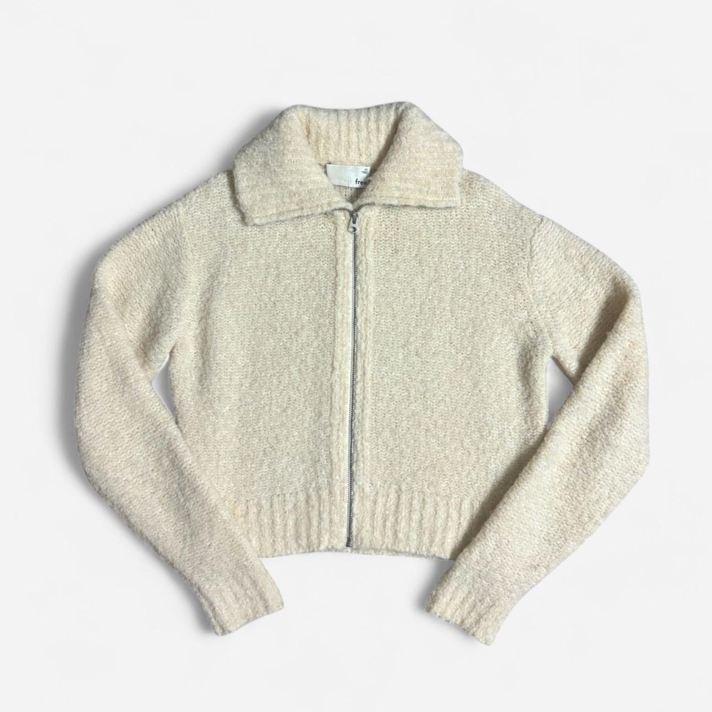Cream wool knit zip-up sweater (Marilyn Sweater) - ARITZIA / WILFRED FREE